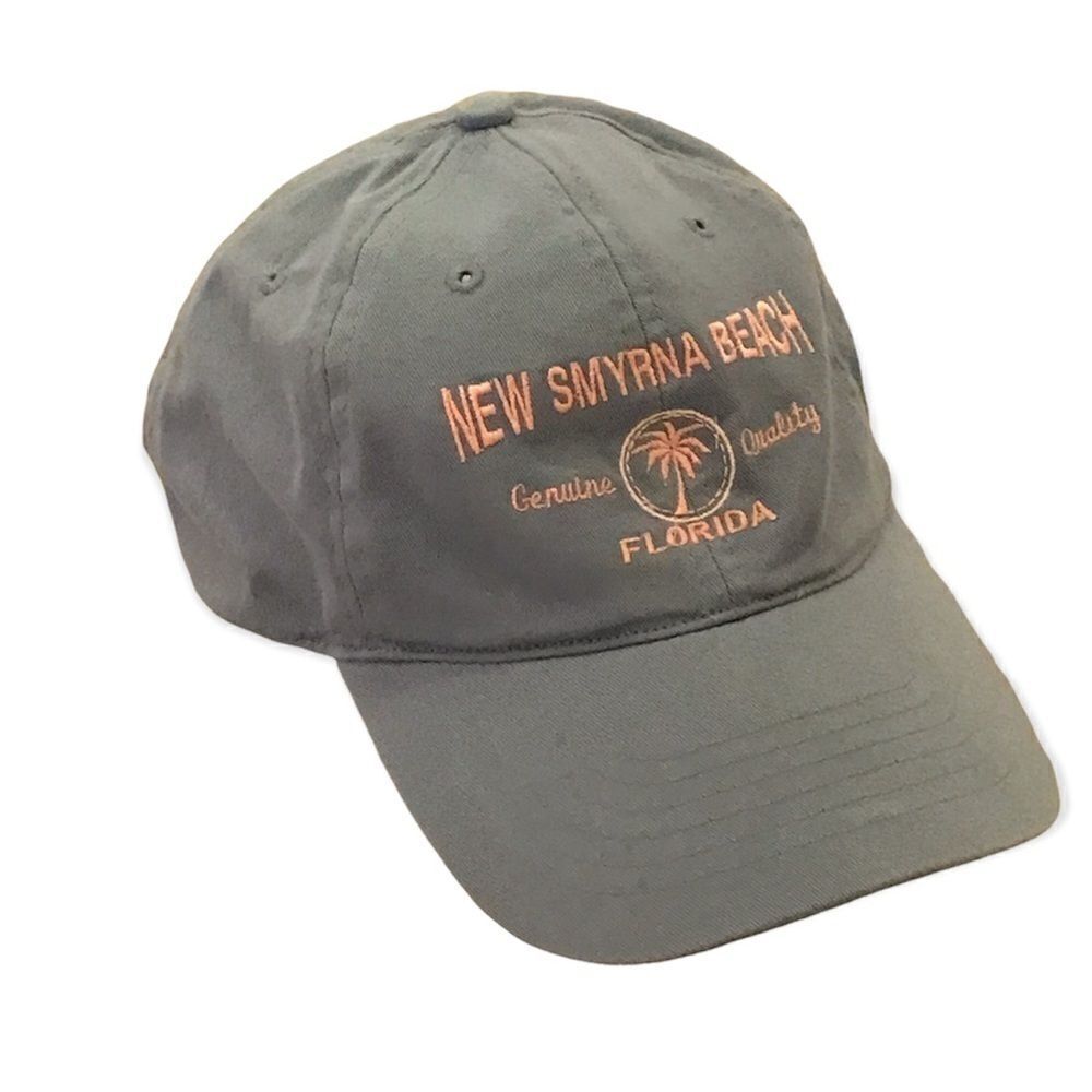 New Smyrna Beach Florida Blue & Pink Palm Tree Hat